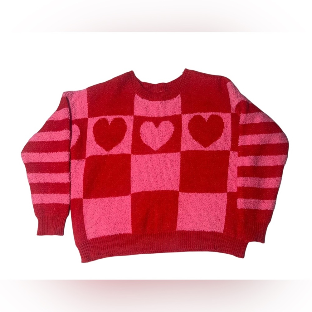 Pink Lily Red and Pink Heart Sweater